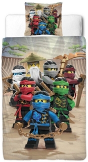 MTOnlinehandel Bettwäsche Lego Ninjago 135x200 + 80x80 cm, 100 % Baumwolle, Renforcé, 2 teilig, Kinder-Bettwäsche für Ninja Fans