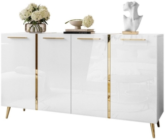 Lookway Kommode ONYX 4D mit goldenen Beinen, Breite: 158 cm
