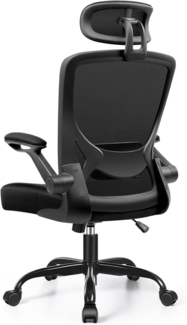 KERDOM Bürostuhl Ergonomisch Chefsessel Schwarz 150 kg - Verstellbare Kopfstütze