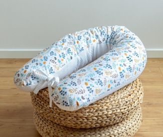 Loolay Seitenschläferkissen WAFFELPIQUE Blumen Schwangerschaftskissen Schlafen Kissen Stillkissen, M/ L oder L/ XL KISSEN + Bezug / 6 MUSTER Auswahl: Waffelstoff Waffelpique/ Türkis BLUMENWIESE Braun, Blau, Rosa, Gelb, Weiß, 170 o. 190 cm Kissen. PREMI...