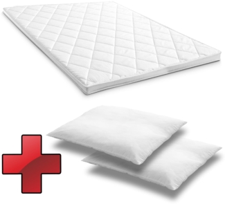 Komfortschaumtopper T6 180 x 200 cm, Höhe 6 cm, Härtegrad H3 + 2 CloudComfort Basic Mikrofaser Kopfkissen 80 x 80 cm