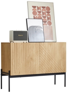 REDOM Sideboard mit griffloses Design (Buffet, Kommode mit Linien-Design, 1 St, 2 Türen), mit erstellbaren Regalböden, grifflosen Türen