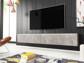 TV-Lowboard Stone 180, mit weißer LED Beleuchtung, Farbe: Beton