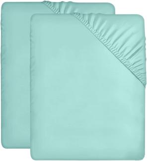 Utopia Bedding - 2er Set Spannbettlaken 160x200cm - Spa Blau - Gebürstete Mikrofaser Spannbetttuch - 35 cm Tiefe Tasche