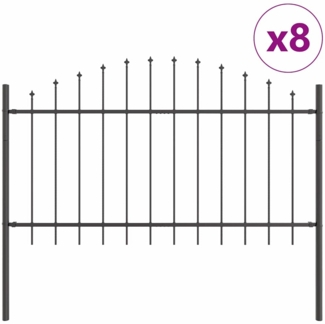 vidaXL Gartenzaun 8 pcs Grau 170 x 140 cm Pulverbeschichteter Stahl 3360131