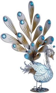 LED Solarleuchte, Pfau, Kupfer, Dekorsteine, Höhe 56,8 cm