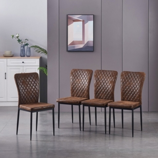 JYMTOM Esszimmerstuhl Samt/Kunstleder, hoher Lehne, Metallgestell, 4/6er-Set (4 St), Kunstleder, Gitter-Design, für Wohnzimmer, Büro, Klassenzimmer