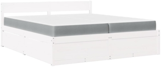 vidaXL Bett mit Schubladen und Matratze Weiß 200x200 cm Massivholz 3281887