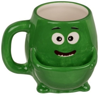 Out of the Blue Tasse Grünes Monster Kaffeebecher mit Keksfach