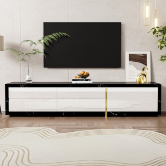 Ulife TV-Schrank Lowboard Fernsehtisch,TV-Board,TV-Ständer, 3 Türen, Marmoroptik mit flexibler Länge von 140-260 cm