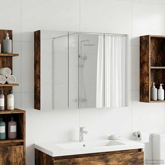 vidaXL Badezimmerspiegelschrank Geräucherte Eiche 100 x 14,5 x 70 cm 889123