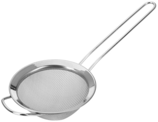 Thiru Küchensieb aus rostfreiem Edelstahl mit langem Griff und breiter Edelstahlkrempe, (1-St), breite Edelstahlkrempe, langer Griff, breiter Auflagerahmen