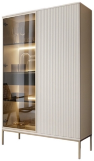 Compleo Vitrine LINO Standvitrine mit Schublade, Fronten gefräst, Modern Wohnzimmer
