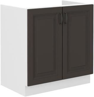 Spülenschrank 80 cm Stilo Grau + Weiss Küchenzeile Küchenblock Küche Einbauküche