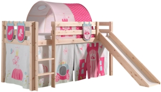 Kinderbett mit Rutsche Karolina Massivholz Natur Textilset Princess 4