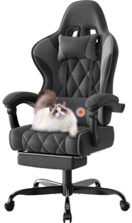HOMALL Gaming-Stuhl LED Massage Bürostuhl mit Fußstütze,Kopfstütze Gaming Chair (Katzenkrallen-abweisendes Gewebe, mit abnehmbarem Kopfkissen und Federkern-Sitzkissen, maximale Belastbarkeit 150 kg)