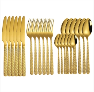 KingLux Besteck-Set 24-Teiliges Modernes Essbesteck Set Spülmaschinenfest (24-tlg), 6 Personen, Edelstahl