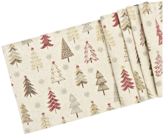 matches21 HOME & HOBBY Tischdecke Retro Weihnachtstischläufer Scandi Tannenbaum 183 x 33 cm (1-tlg), Tischläufer für Weihnachten & Advent
