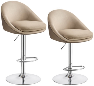 VASAGLE Barhocker, 2er Set, Barstuhl, höhenverstellbar, 360° drehbar, Küchenstuhl, mit Rückenlehne, Sockel, Fußstütze, Stahl, für Theke, Bar, Esszimmer