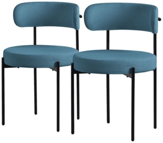 ML-DESIGN Polsterstuhl Esszimmerstühle Gruppe Küchenstuhl aus Teddystoff mit Metallbeinen (2 St), Clubstuhl 2er Set Wohnzimmerstuhl Blau moderne Design Lounge Stuhl