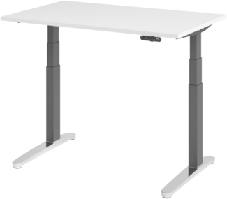 bümö elektrisch höhenverstellbarer Schreibtisch 120x80 cm mit Memory-Steuerung - Design Schreibtisch höhenverstellbar elektrisch, elektrischer Schreibtisch weiß, Gestell graphit/alu, XBHM12-W-GC