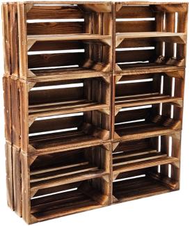 6er Set Holzkisten Weinkisten Obstkiste Klein Geflammt Regal aus Holz 40x30x25cm