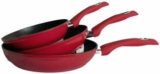 Cheffinger Pfannen-Set Bratpfanne Pfannen Set 3-tlg beschichtet Induktion Cheffinger rot, Aluminium