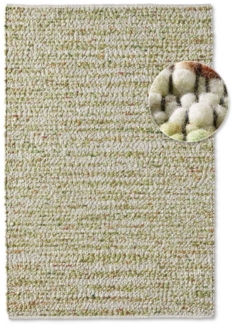 TaraCarpet Wollteppich TaraCarpet Neuberg handgewebter Schurwollteppich aus gewalkter Wolle, rechteckig, Höhe: 15 mm, Handgewebt Teppich grün terra Wohnzimmer Schlafzimmer 070x130 cm