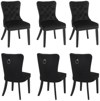 Puluomis Esszimmerstuhl (2/4/6/8 Set Grau/ Schwarz/Beige, 6 St), Samt Stuhl mit hoher Rückenlehne, Küchenstuhl mit Eichenbeinen