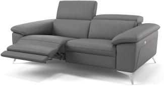 Sofanella Ledergarnitur STELLA Ledercouch 2-Sitzer Sofa in Grau