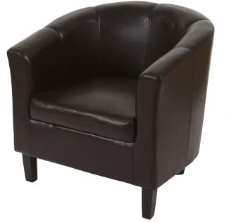 Sessel Newport T379, Loungesessel Clubsessel, Kunstleder ~ braun