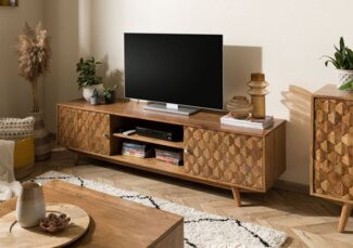 Massivmoebel24 TV-Board (Massivholz), TV-Board Akazie 170x42x48 Akazie natur lackiert MOSAYK #111