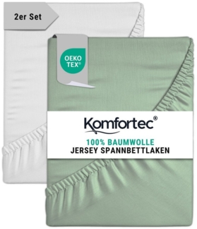Komfortec Spannbettlaken Jersey Mehrfarbig, 100% Baumwolle, Gummizug: Rundum, (2 Stück), OEKO-TEX® Standard 100 Zertifisiert, für Matratzen bis 25 cm Höhe