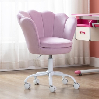 Kinder Schreibtischstuhl höhenverstellbar Samt Blütenblatt lila