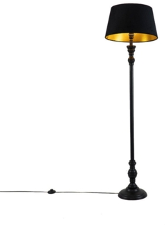 Qazqa Stehlampe Classico, ohne Leuchtmittel, E27, Schwarz, Klassisch / Antik, Holz, 1-flammig