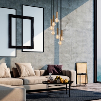 Vente-unique - Deckenleuchte verstellbar - Metall - H. 40-136 cm - Goldfarben - JOSETTE