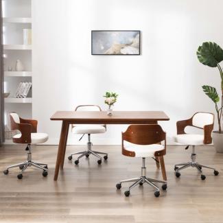 vidaXL Drehbare Esszimmerstühle 4 Stk. Weiß Bugholz und Kunstleder 3054930