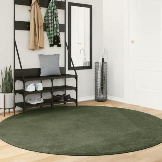 vidaXL Teppich HUARTE Kurzflor Weich und Waschbar Waldgrün Ø 200 cm 375107