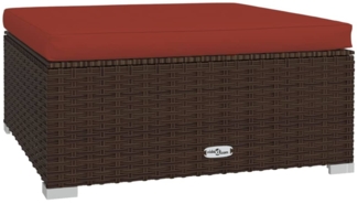 vidaXL Gartenhocker mit Kissen Braun 70x70x30 cm Poly Rattan 317547