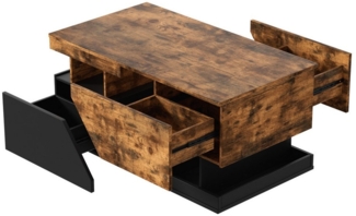 TWSOUL Couchtisch Moderner Couchtisch mit LED-Beleuchtung,Wohnzimmertisch mit RGB-Licht, Schubladen & großem Stauraum,90*50*43cm