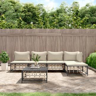 vidaXL 6-tlg. Garten-Lounge-Set mit Kissen Anthrazit Poly Rattan 3186736