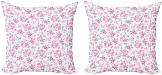 Abakuhaus Kissenbezüge Modern Accent Doppelseitiger Digitaldruck, (2 Stück), Shabby Chic Rosa Rosen Frühling