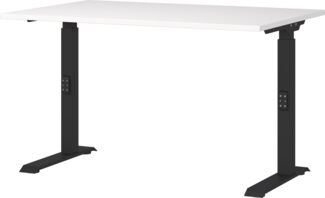 Germania Schreibtisch 7910-614, in Weiß/Schwarz, me. höheneinst, 120 x 91 x 80 cm (BxHxT)