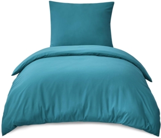 Bettwäsche Set Türkis 155x220cm Mikrofaser Weich Sommer Winter
