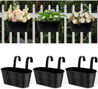 Hängende Blumentöpfe 3er-Set Schwarz Metall Eisen Eimer Ablauflöcher