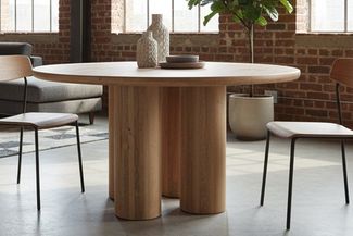 riess-ambiente Esstisch Art DECO 140cm natur Mangoholz, Säulenfüße, Unikat, massiv, rund (Einzelartikel, 1-St), Moderner Küchentisch - ideal für Ess- und Wohnzimmer oder Wohnküche