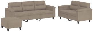 vidaXL 3-tlg. Sofagarnitur mit Kissen Taupe Mikrofasergewebe 3202344