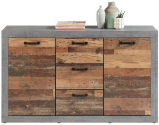 Sideboard 'INDIANA', grau und old wood vintage