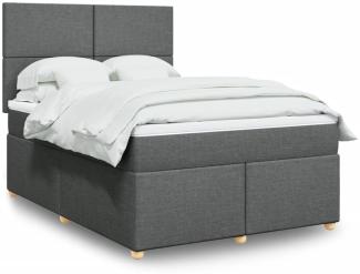 vidaXL Boxspringbett mit Matratze Dunkelgrau 140x190 cm Stoff 3291269