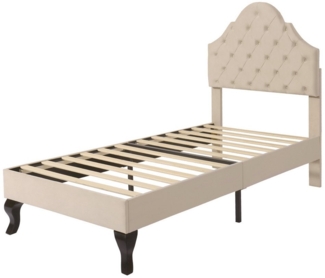 BlingBin Einzelbett Polsterbett 90x200cm, Jugendbett (1er Ser, 1-tlg, mit Lattenrost & Kopfteil, Polsterbett mit höhenverstellbares Kopfteil), Holzlatten Unterstützung, Einfache Montage, Samt